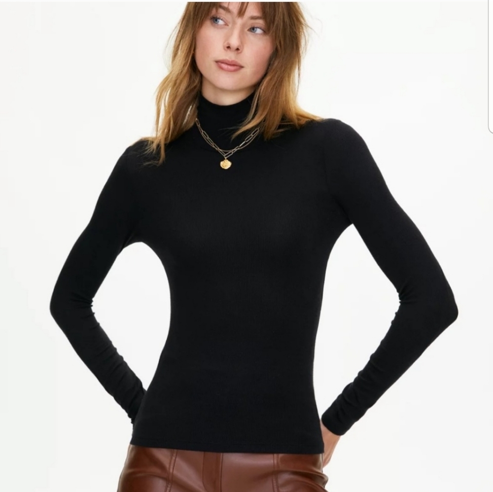 Aritzia Wilfred Only Ribbed Turtleneck Black Small Long Sleeves